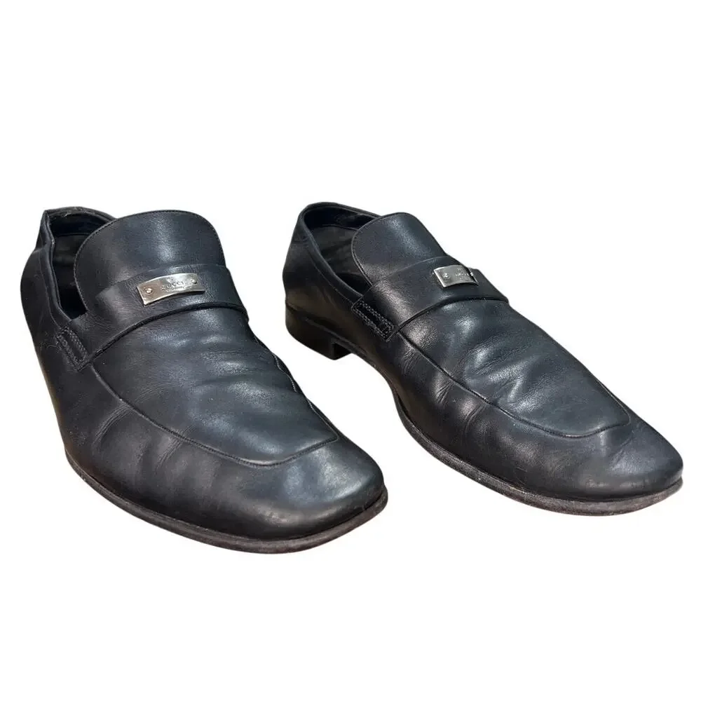 Vintage Gucci Men’s Florence Black Leather Slip On Loafers Size 8 D